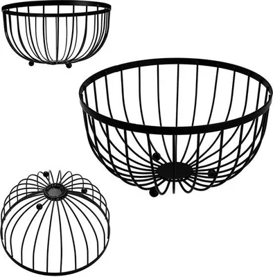 Immagine prodotto di Vassoio portafrutta in metallo nero, 25x25x138 cm