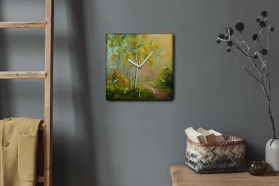 Produktbild von Coloray Hodiny Unikátní 30x30 cm  Tiché hodiny Pro obývací pokoj a kuchyň Nástěnné hodiny Plátno Bílé ručičky hodin - Waldweg odchází