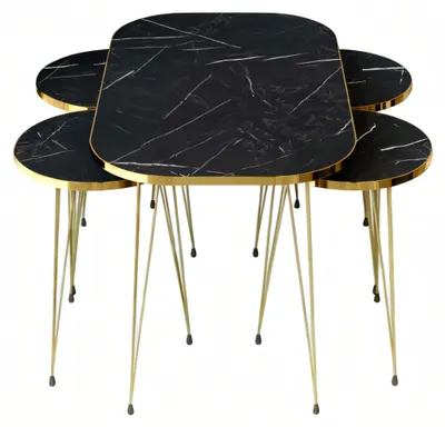 Image de Table basse en bois noir avec tables d'appoint de style moderne