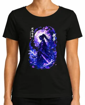 Imagen del producto de Camiseta para mujer con diseño de "Kitsune Samurai Kriegerin Katana Japan Sakura Y2K", estilo manga, color , talla S