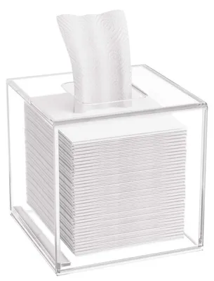 Produktbild von Kosmetiktücherbox Acryl Quadratisch 14x14x14cm Transparent mit Magnetabdeckung