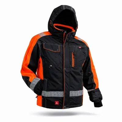 Produktbild von URGENT Y-8368 Winterjacke Arbeitsjacke Schwarz Orange Größe L Winterjacke mit Kapuze Reflektierend Warm Profi, KI-generiertes Bild