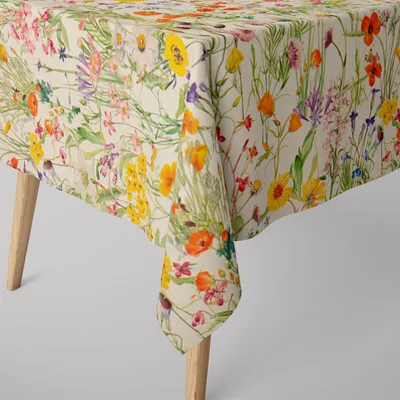 Produktbild von Tischdecke abwaschbar Feldblumen bunt div. Größen von SCHÖNER LEBEN. Größe 130 x 200 cm
