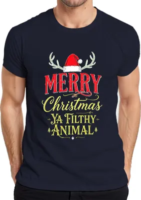 Produktbild von Merry Christmas Ya Filthy Animal Weihnachten Kevin Allein Zuhaus Herren T-Shirt, Navy, M