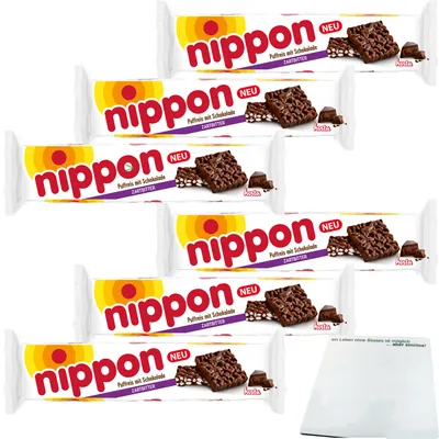 Produktbild von Nippon Häppchen Puffreis mit Zartbitterschokolade 6er Pack (6x200g Packung) + usy Block