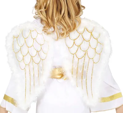 Produktbild von Weihnachten Engel Flügel Weiß Gold Feierlich Himmlisches Kostüm Accessoire Kinder Engelchen Flügel Verkleidung Festlich Zauber Himmlisch Kreativ Weihnachten, Farbe: Weiß