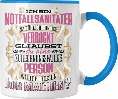 Produktbild von Trendation - Ich Bin Notfallsanitäter Tasse Geschenk Geburtstag Lustiger Spruch Krankenwagen Notdienst Geschenkidee (Blau)