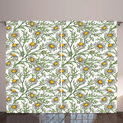 Obrázok produktu pre ARANDE záclona s motívom sedmokrások, kvetov harmančeka, kvitnúcich jarných kvetov v parku, 280 x 175 cm, oranžová, zelená