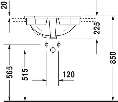 Produktbild von Duravit Duravit Einbauwaschtisch 1930 m ÜL HLB 580x470mm 1 HL we WG