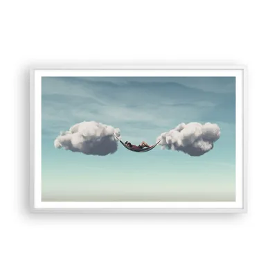 Produktbild von Gerahmtes Poster - Weißer Rahmen - Wolken Hängematte Ruhe - 91,5x61 cm - Wand Bild - Wanddeko - Wandbilder - Kunstposter - Wandposter - Bilderrahmen - Bilder - Kunstdruck - P2WAA91x61-4373