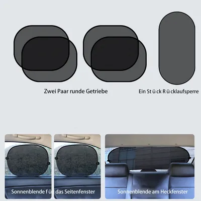 Imagen del producto de Protectores solares para automóviles, protectores para ventanas, malla para proteger del sol y aislar térmicamente, juego de cinco piezas, color