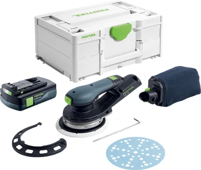 Zdjęcie produktu dla Festool ETSC 2 150-Basic akumulatorowa szlifierka oscylacyjna bezszczotkowa 18 V 150 mm + 1x akumulator 3,0 Ah + ładowarka - bez ładowarki