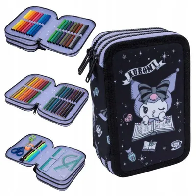Produktbild von CoolPack | Schlampermäppchen Jumper 3 Kuromi, 19,5 x 12,5 x 6,5 cm, 3 Fächer, komplett ausgestattet, Goth-Kawaii-Stil