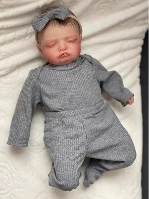 Image de 45 Cm Reborn Dormeur Poils Doux Enracinés à la Main Peau 3D Avec Veines Poupée Artificielle de Collection