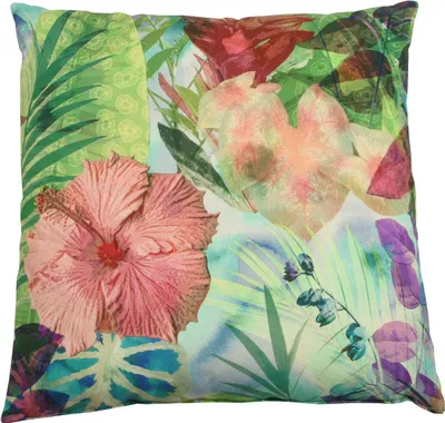 Produktbild von GO-DE Textil, 2er Set Deko-Kissen Klara 48x48cm, Blume/Blätter bunt, 2944-2119