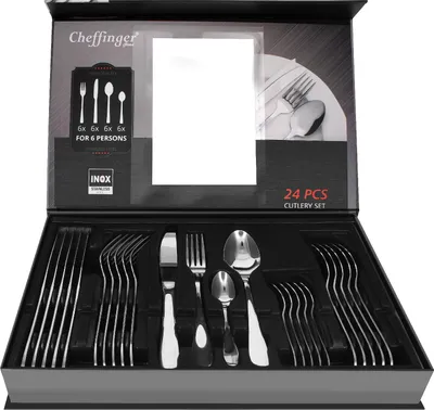 Produktbild von Cheffinger, 24-dielna súprava príborov pre 6 osôb Elegantný dizajn, strieborná