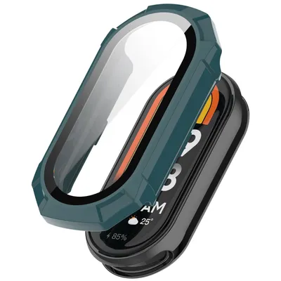 Immagine prodotto di Per Xiaomi Smart Band 9 Custodia Smart Watch in plastica PC + vetro duro protettivo verde