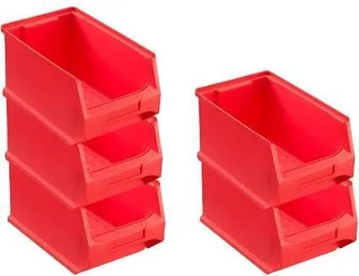 Produktbild von SparSet 5x Rote Sichtlagerbox 3.0 | HxBxT 12,5x14,5x23,5cm | 2,8 Liter | Sichtlagerbehälter, Sichtlagerkasten, Sichtlagerkastensortiment, Sortierbehälter