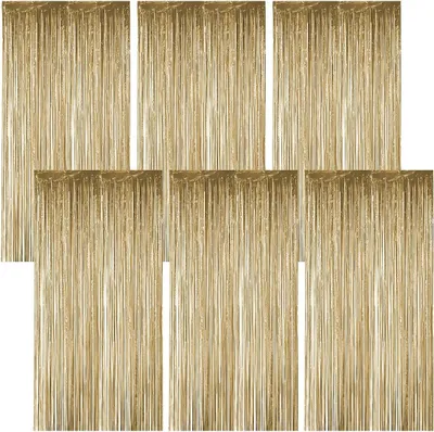 Obrázek produktu pro Záclony "Lametta" zlaté barvy, rozměry 1 m x 2 m - sada 6 kusů