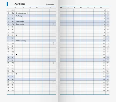 Produktbild von 2027 BRUNNEN Taschenkalender 9x15cm2S/1M Einlage