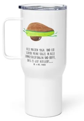 Produktbild von Mr. & Mrs. Panda thermosbecher Avocado Yoga - Weiß - Geschenk, Bauch, Unsportlich, Humor, Haha, Teetasse, Hilfe, Thermobecher, Kaffee-to-go-Becher, Isolierbecher