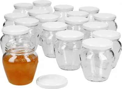 Produktbild von 20er Set Marmeladengläser 212ml Twist-Off-Deckel TO63 weiß Einmachgläser Honig Konfitüre Gelee