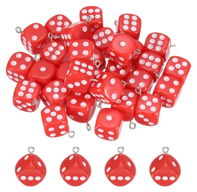 30 Acryl-Würfelperlen, 3D-Würfel-Anhänger, 14 mm, rot