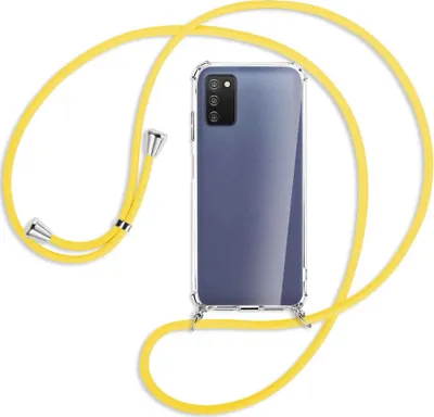Produktbild von Handykette Backcover-Schutzhülle mit Band (Metall silberfarben) für Samsung Galaxy A03s 4G (EU Version) - gelb