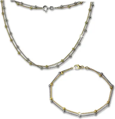 Produktbild von SilberDream Schmuck-Set Kette und Armband 925 Silber Kugeln gold Damen SDS212T