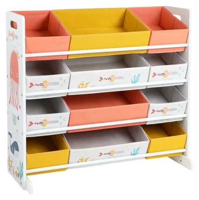 Obrázek produktu pro Dětský úložný regál s boxy a motivem oceánu, 83 x 38 x 78 cm