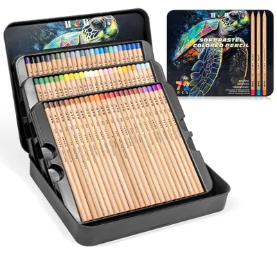 Produktbild von Pastellstifte Set 72 Stück für Erwachsene & Kinder | Metallkoffer | Mineralpigmente | Skizzieren & Ausmalen