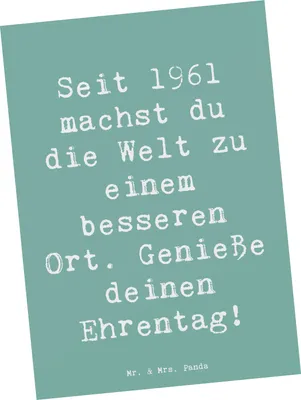 Produktbild von Mr. & Mrs. Panda Postkarte Spruch 1961 Geburtstag Freuden - Meeresbrise - Geschenk, Ansichtskarten, Geburtstagsgeschenk, Dankbarkeit, Fotokarte, Ansichtskarte, Alter