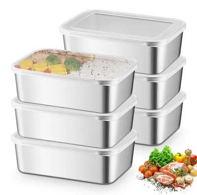 6er-Set Frischhaltedosen 1100 ml Edelstahl stapelbar