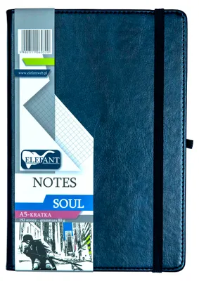 Obrázok produktu pre Zošit A5 Soul, tmavomodrý s kockovaným vzorom Elefant