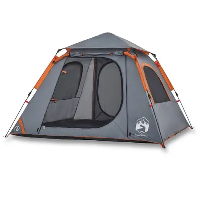 Produktbild von Kuppel-Campingzelt 4 Personen Grau und Orange Quick Release