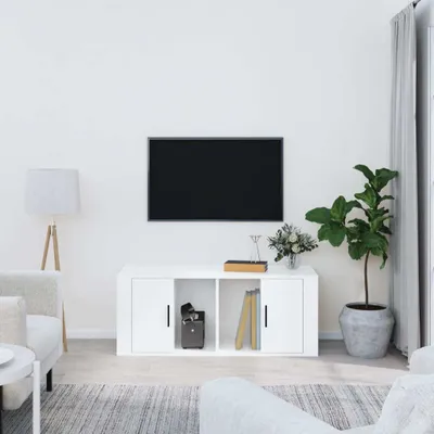 Produktbild von The Living Store TV-Schrank Hochglanz-Weiß 100x35x40 cm Holzwerkstoff