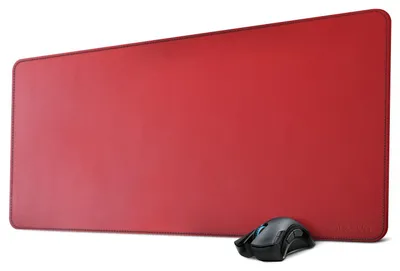 Image de Sous-main en cuirPolyuréthane– tapis de souris antidérapant pour le bureau et le gaming (90 x 40 cm) – rouge – sous-main antidérapant pour clavier et souris