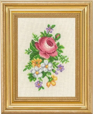 Zdjęcie produktu dla Permin zestaw do haftu krzyżykowego "Róża i białe kwiaty", 14x19cm, 13-1137