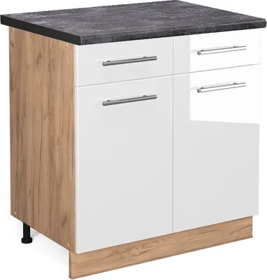 Produktbild von Küchenunterschrank Vicco Fame-Line Weiß Hochglanz 80 cm , AP Anthrazit, Model 46219