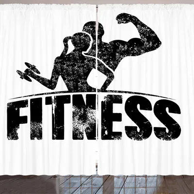 Immagine prodotto di Tenda ARANDE Fitness, sagome di uomini e donne che si allenano, 280 x 260 cm, bianco e nero