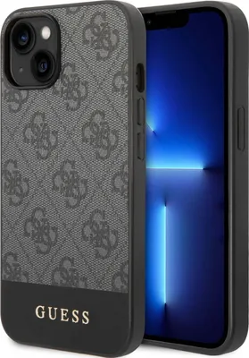 Produktbild von Guess, iPhone 14 Plus Saffiano Antischock Hülle mit 4G Motiv, Grau
