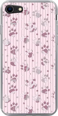 Produktbild von MuchoWow® Handyhülle Schutzhülle Hülle für Telefoonhoesje iPhone SE 2020 Hund - Rosa - Muster - Lila - Mädchen - Kinder - Kinder Silikon Softcase Handy Hülle - Kartenbesitzer