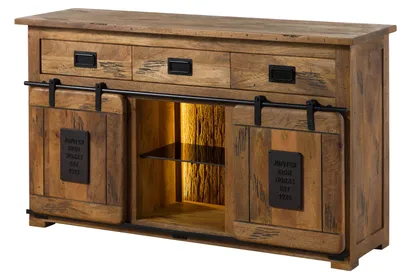 Immagine prodotto di MASSIVMOEBEL24 | Credenza in legno di Mango / Legno riciclato 150x45x90 Laccato naturale RAILWAY LUX #100