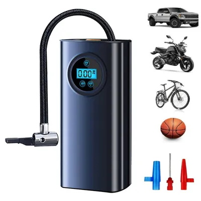 Produktbild von Akku-Luftpumpe Luftpumpe Kompressor-Reifenfüller mit LCD-Display,mit 3 Düsenadaptern