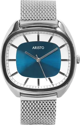 Produktbild von Aristo - Blau / Weiß / Silber - Quarz Herrenuhr mit Edelstahlarmband - 4H231-M