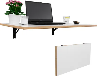 Produktbild von Stabiler Wandklapptisch aus Massivholz: Platzsparender, Faltbarer Küchentisch und Schwebender Schreibtisch, Langlebiger Klapptisch
