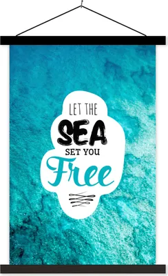 Produktbild von MuchoWow® Textilposter Sommer - Zitate - Meer 120x180 cm mit schwarzem Rahmen - Fotos