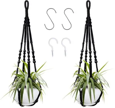 Zdjęcie produktu dla Wisząca doniczka wisząca, zestaw 2 sztuk, ręcznie wykonana, 90 cm, do wnętrz i na zewnątrz