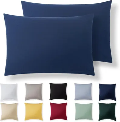 Obrázok produktu pre Poťah na vankúš 40 x 60 cm (sada 2 kusov) - modrá farba - 100% bavlnená tkanina typu jersey - poťah na vankúš vhodný pre vankúš 40 x 60 cm, poťahy na vankúše z bavlnenej tkaniny typu jersey