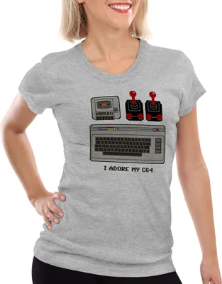 Produktbild von style3 I Adore My C64 Damen T-Shirt heimcomputer classic, Farbe:Grau meliert, Größe:XL
